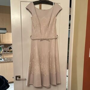 Tadashi Shoji Lace Embellished Midi Dress in Cream